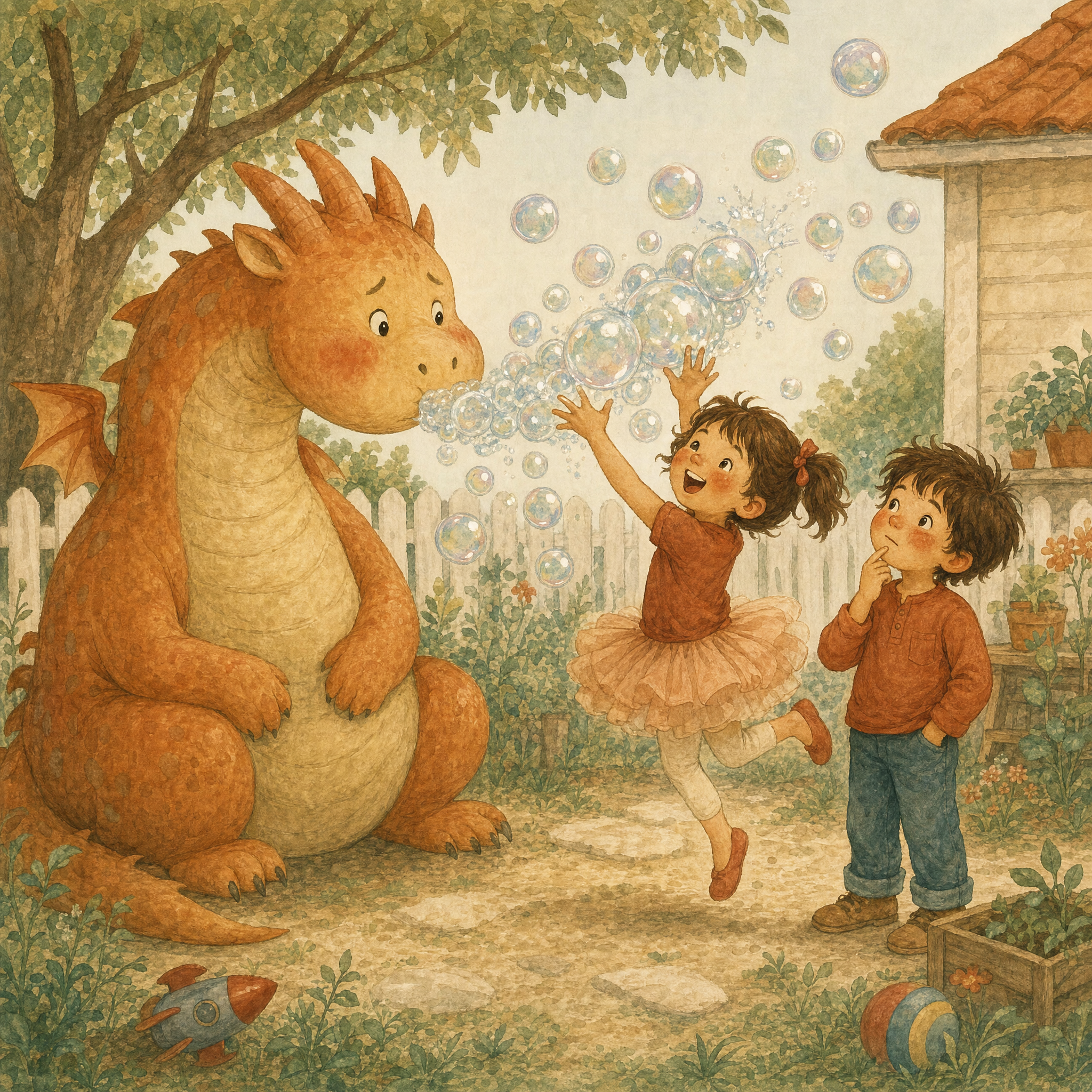 The boy talking to the dragon while the dragon listens closely