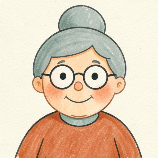 Cosy granny character illustration